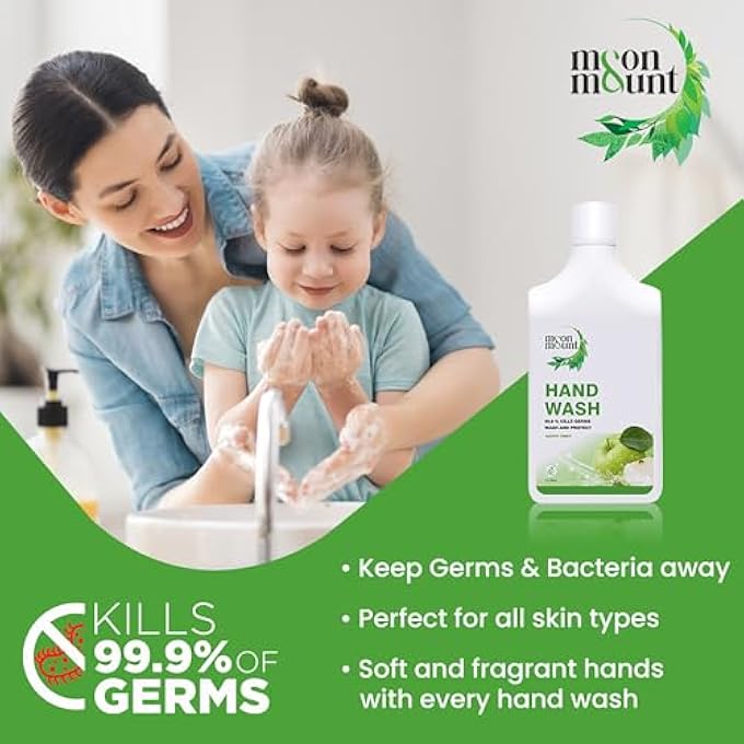 Moon & Mount HAND WASH PROTECTION FROM GERMS, HAND WASH LIQUIDS 1 LITER LIQUID HANDWASH FOR EVERYDAY USE (GREEN APPLE) - Image 5